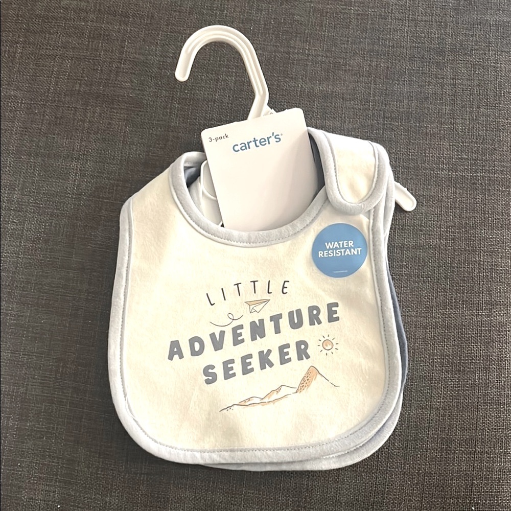 Carter's Little Adventure Seeker Bib Set - Cream and Gray